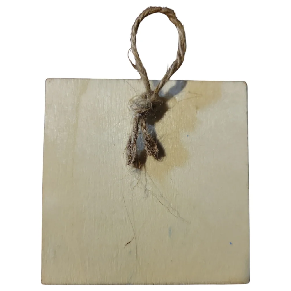 Anna's Creations Handcrafted Square Painted Wood Pine Perfect Picture Ornament
